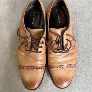 Cole Haan Tan Leather Oxford Shoes with Cap Toe